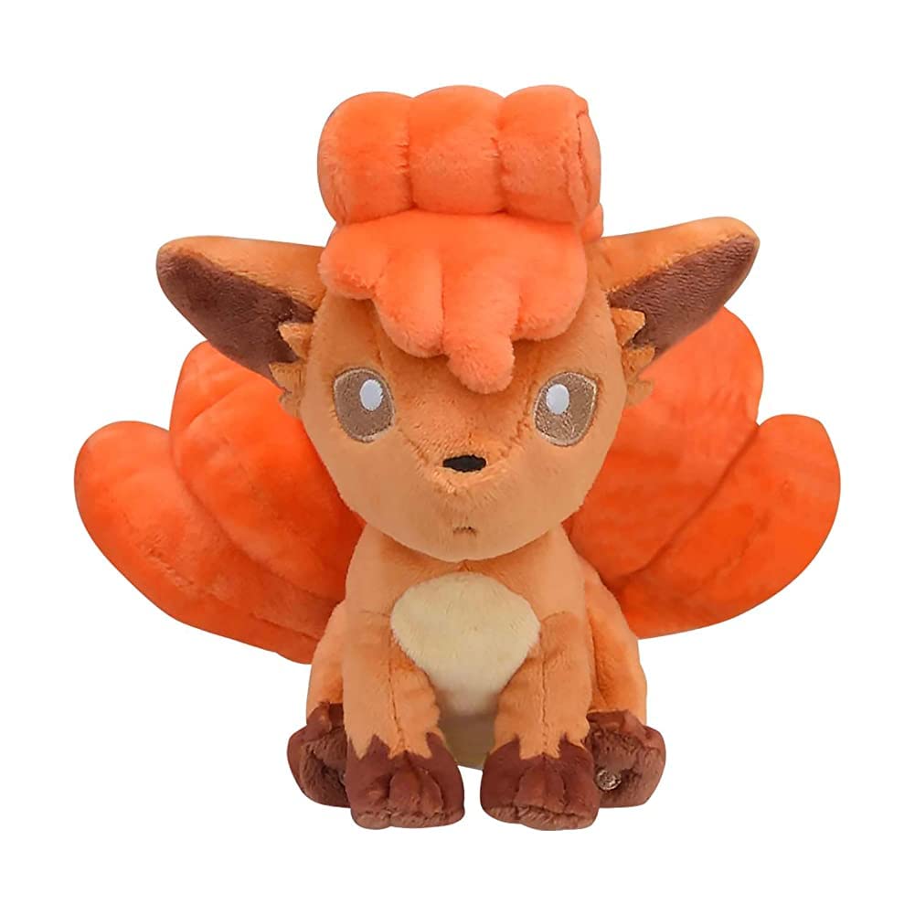Pokémon Center Sitting Cuties Vulpix Plush 37 front view, weighted for stable desk display.