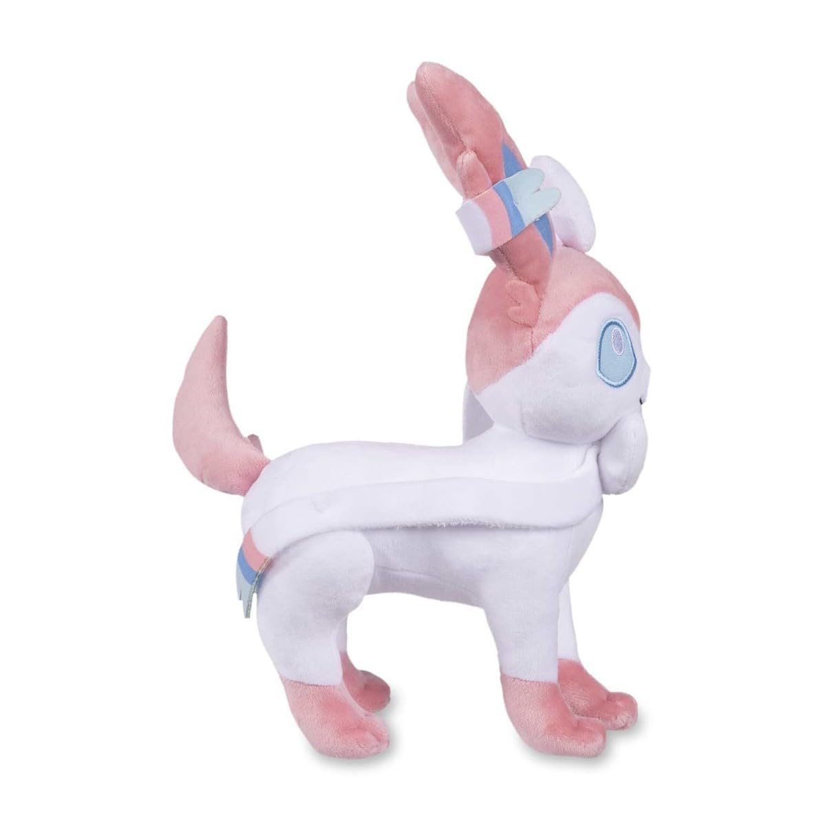 Pokemon Center Sylveon plush back view with length and craftsmanship visible.