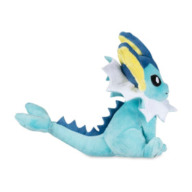 Vaporeon Sitting Cuties Plush back view, compact desk companion for a gentle display.