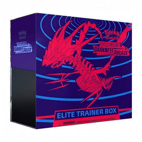 Pokémon Darkness Ablaze ETB box on display, ready to boost your collection with booster packs