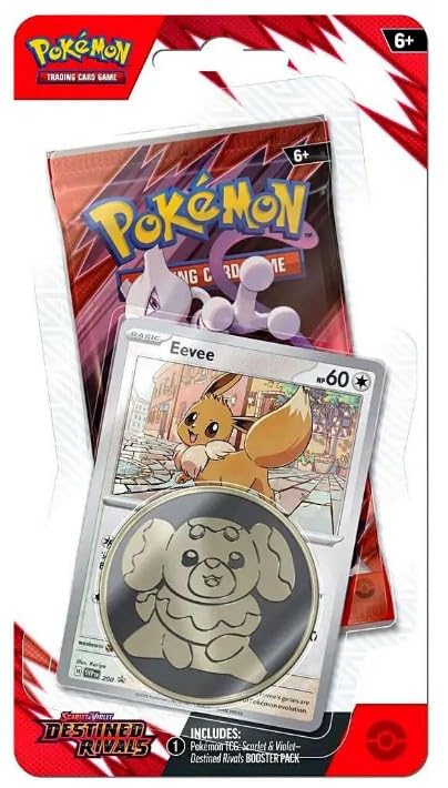Pokemon Destined Rival booster pack with coin and promo card, ideal for collectors and players building decks
