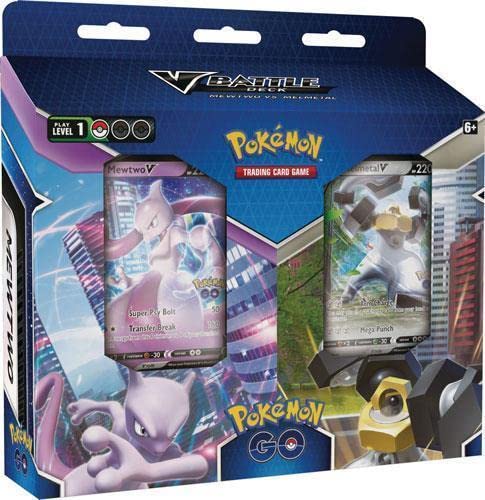 Pokémon GO Bundle: Mewtwo V vs Melmetal V Battle Deck for dynamic battles and booster excitement.