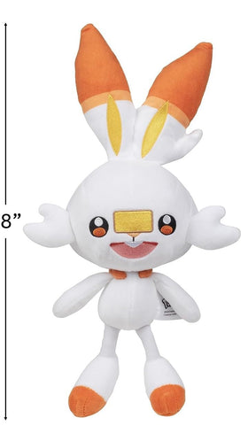 Pokémon Grookey plush 8-inch, soft texture for imaginative adventures and gifting.