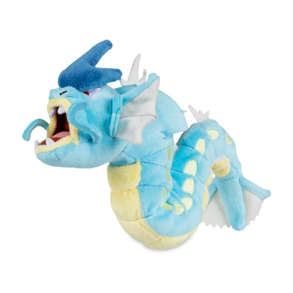 Pokémon Gyarados Sitting Cuties Plush front view showing upright pose and compact size