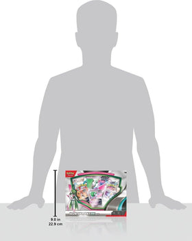 Pokemon Iron Valiant ex Box promo card and oversized foil card for future battles.