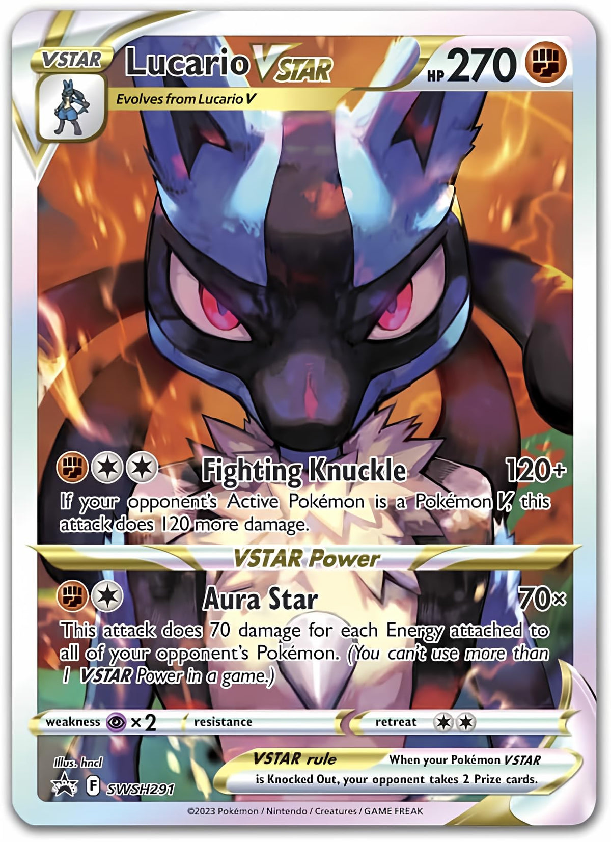 Pokémon Lucario VSTAR SWSH291 full art promo (lucario-vstar-sws291-black-star-promo-full-art) for collectors