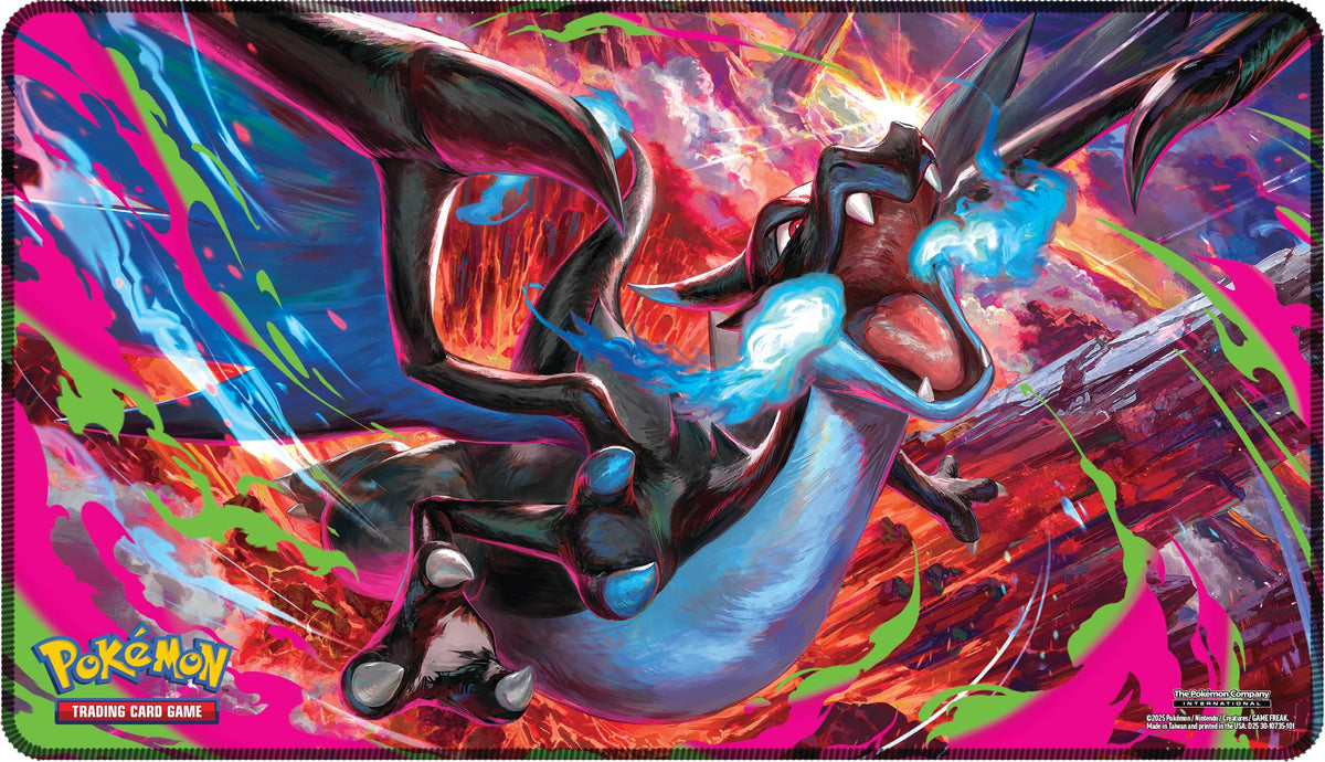 Pokémon Mega Charizard X deck box stores cards securely on the go.