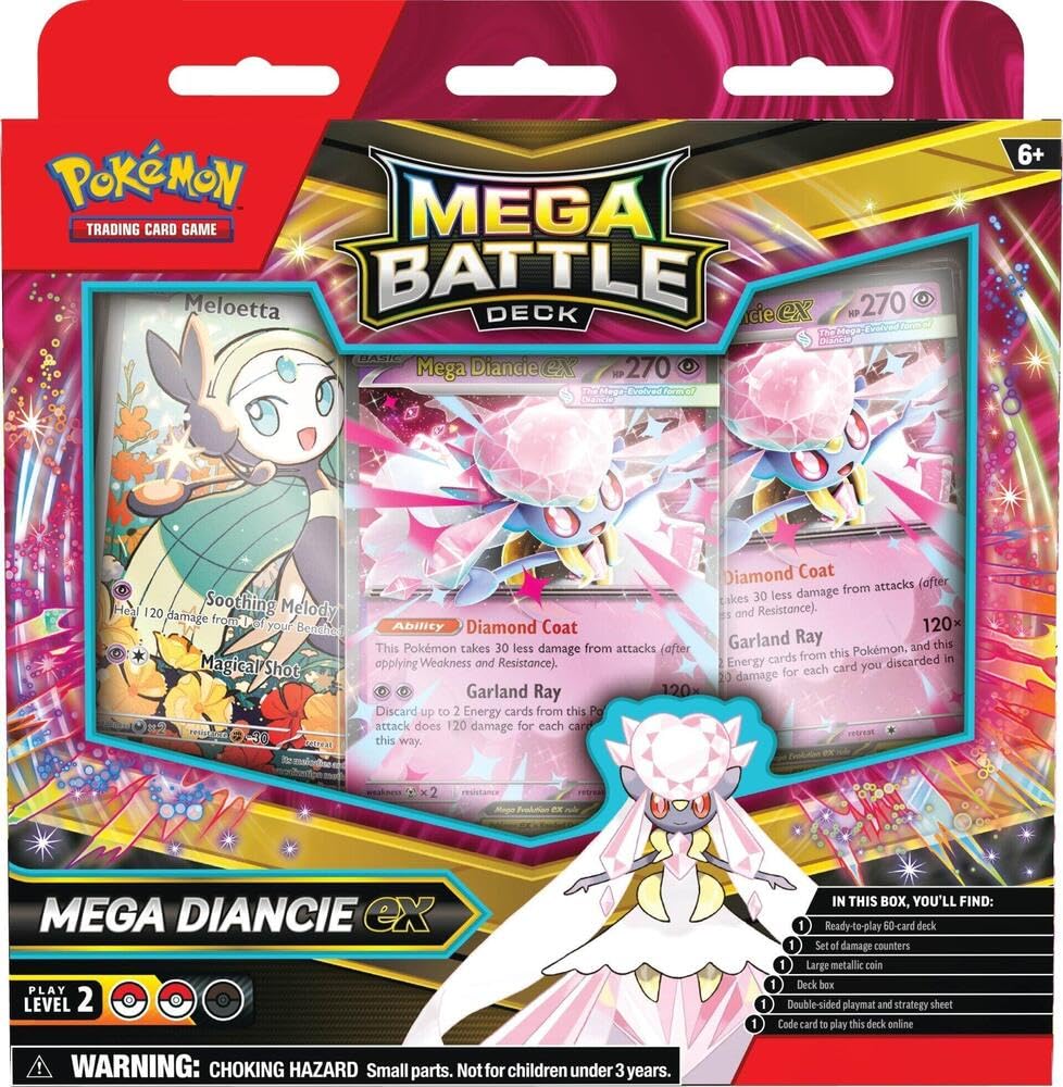 Pokemon Mega Diancie ex Mega Battle Deck cover ready for immediate play.