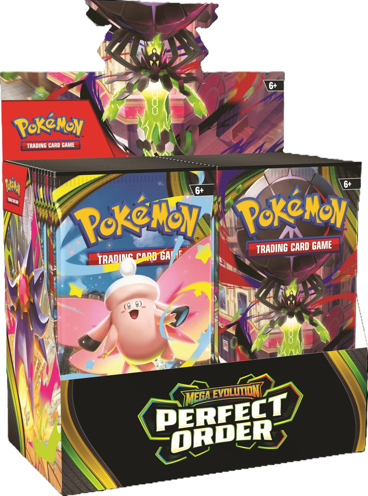 Pokémon Mega Evolution Perfect Order booster display box, ideal for expanding your card collection.