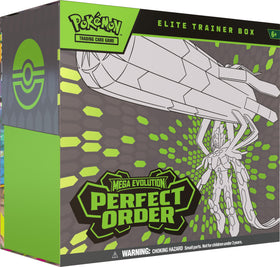Pokémon Mega Evolution Perfect Order ETB booster packs for exciting battles and collection.