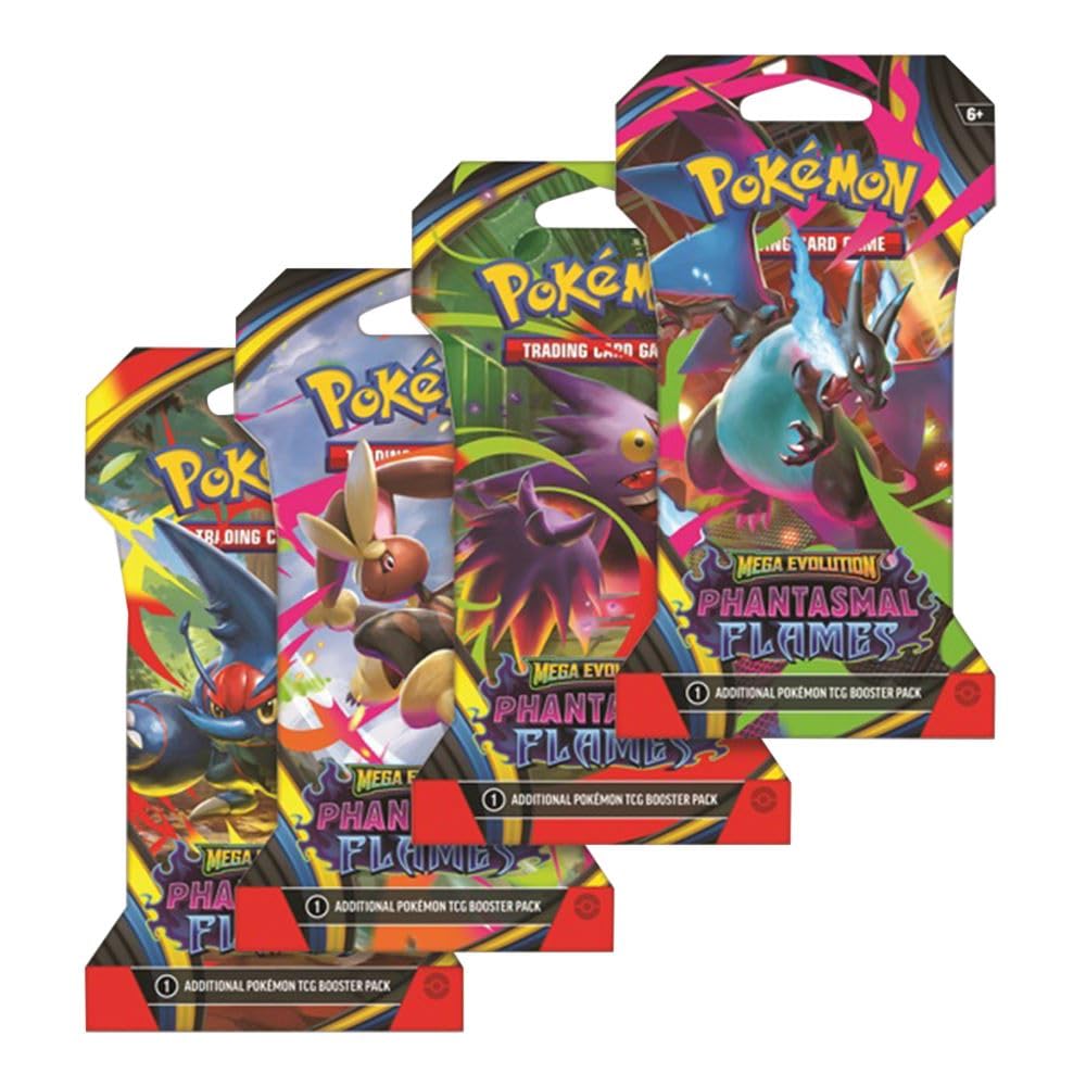 Pokémon Mega Evolution Phantasmal Flames sleeved booster pack for organized play.