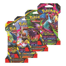 Pokémon Mega Evolution Phantasmal Flames sleeved booster pack for organized play.