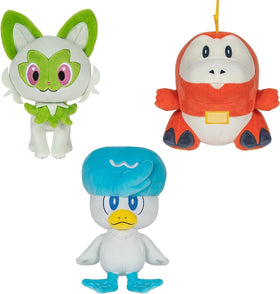 Pokémon Paldea First Partner Plush 3 Pack Fuecoco close-up shows ultra-soft texture for cuddling