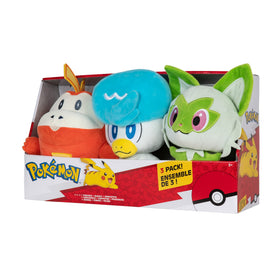 Pokémon Paldea First Partner Plush 3 Pack group shot ready for adventures