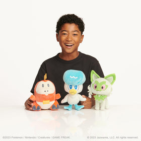 Pokémon Paldea First Partner Plush 3 Pack Quaxly close-up highlights water-type charm for play