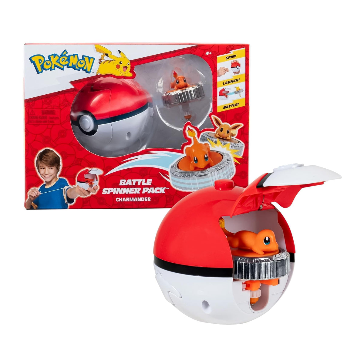 Pokémon Poké Ball launcher ready to release the spinning top.