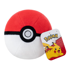 Pokémon Pokeball Plush front view highlights iconic red-and-white design for fans