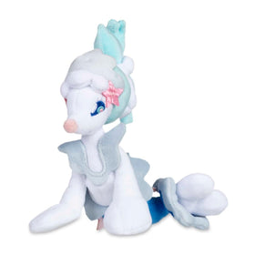 Pokémon Center Primarina Sitting Cuties Plush front view, weighted to sit upright on a desk.