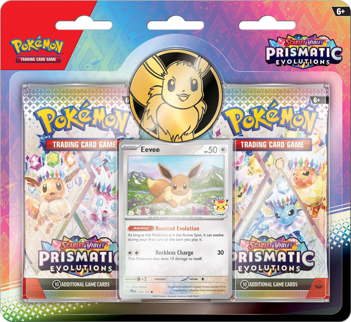 Pokémon TCG Eevee foil card with Pokémon Day 2025 logo, ideal for collection.