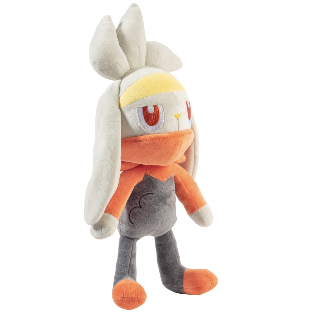 Pokémon Raboot plush close-up fur, shows soft fabric and detail.