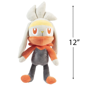 Pokémon Raboot plush side view, perfect travel buddy for adventures.