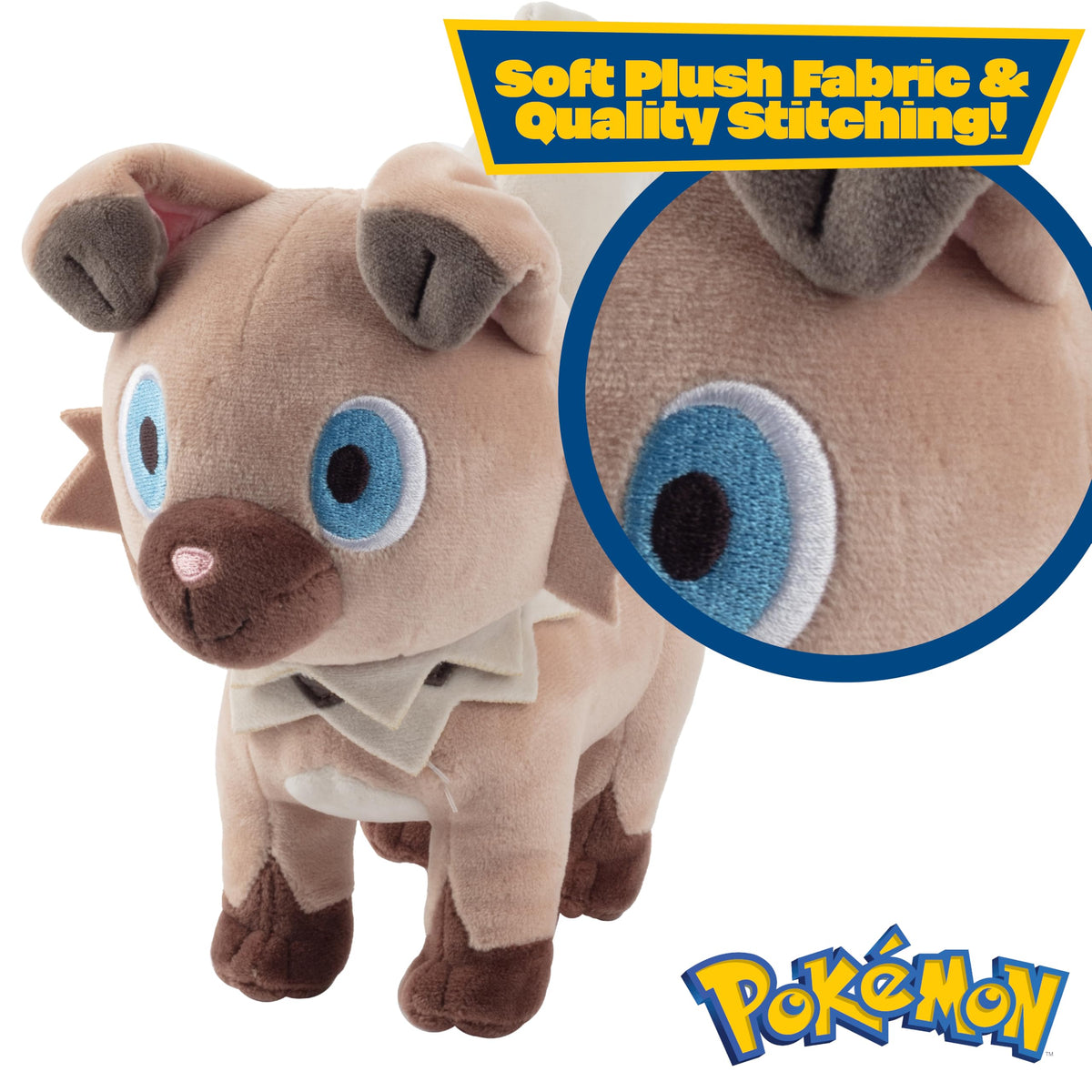 Officially licensed Pokémon Rockruff plush ensuring authentic design and quality.