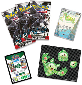 Pokémon Scarlet & Violet Black Bolt tech sticker sheet with Evolution chain for device decor.