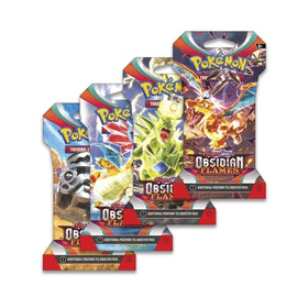 Pokémon Scarlet & Violet Obsidian Flames sleeved booster box front eight packs ready for display