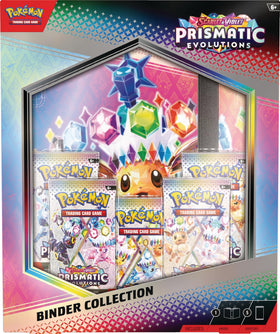 Pokémon Scarlet & Violet Prismatic Evolutions binder displaying 21-pocket pages for organized card storage.