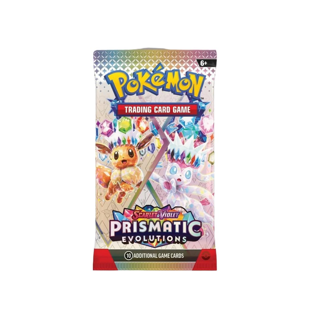 Pokemon Scarlet & Violet Prismatic Evolutions booster pack variant A showcases vibrant illustrations for collectors and players.