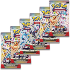 Pokemon Scarlet & Violet Prismatic Evolutions booster pack variant B features bold artwork for exciting pulls and display.