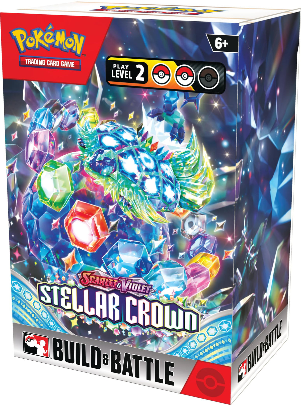 Pokémon Scarlet and Violet Stellar Crown Build and Battle Box cover highlighting Terapagos and ex Pokémon for play