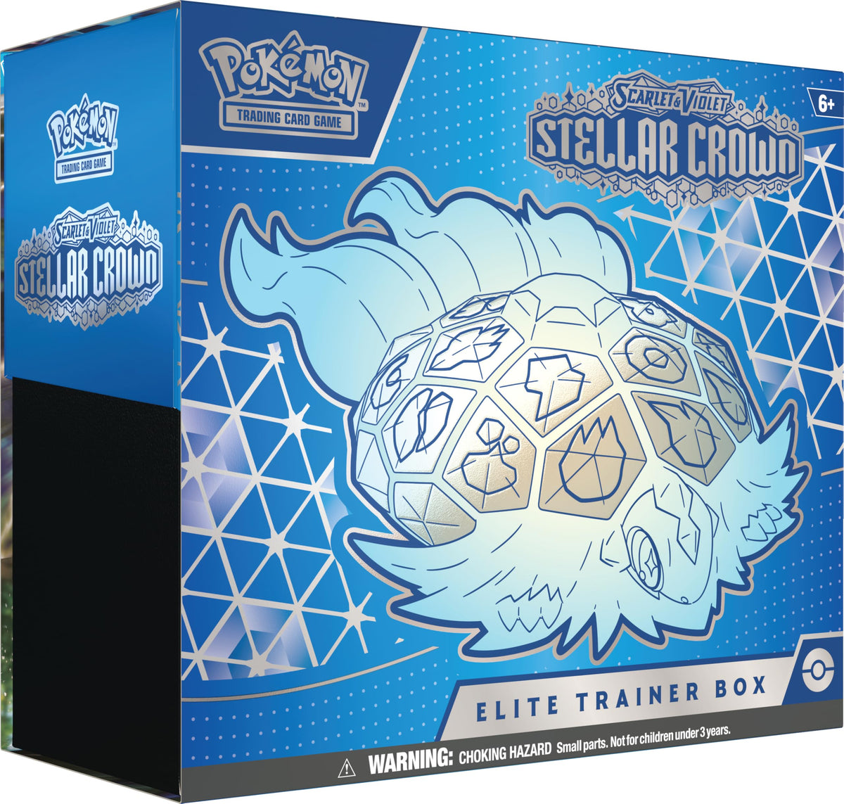 Pokémon Stellar Crown ETB front view with Noctowl promo card included