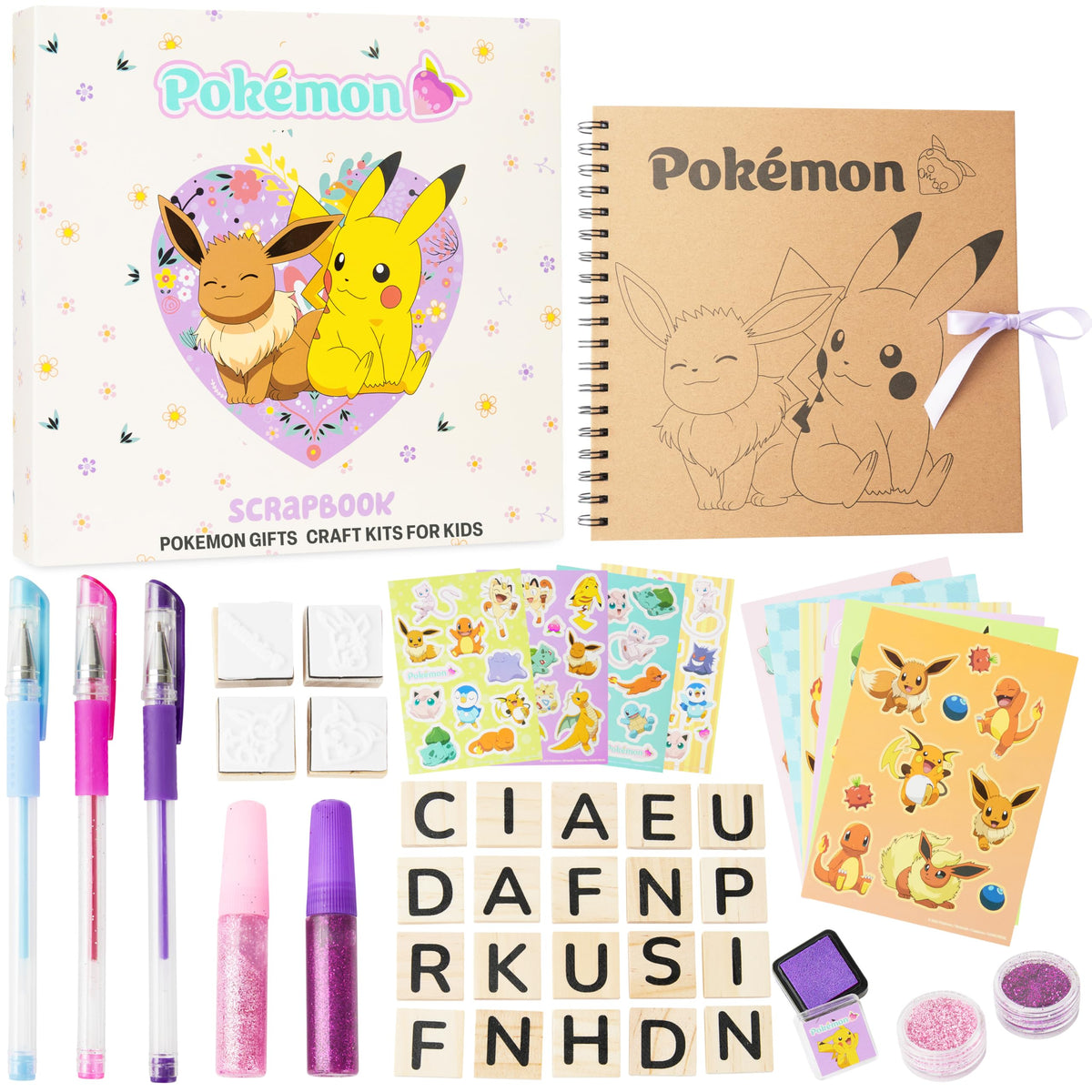 Pokémon Scrapbook Craft Kit with gel pens for vibrant coloring and memory making