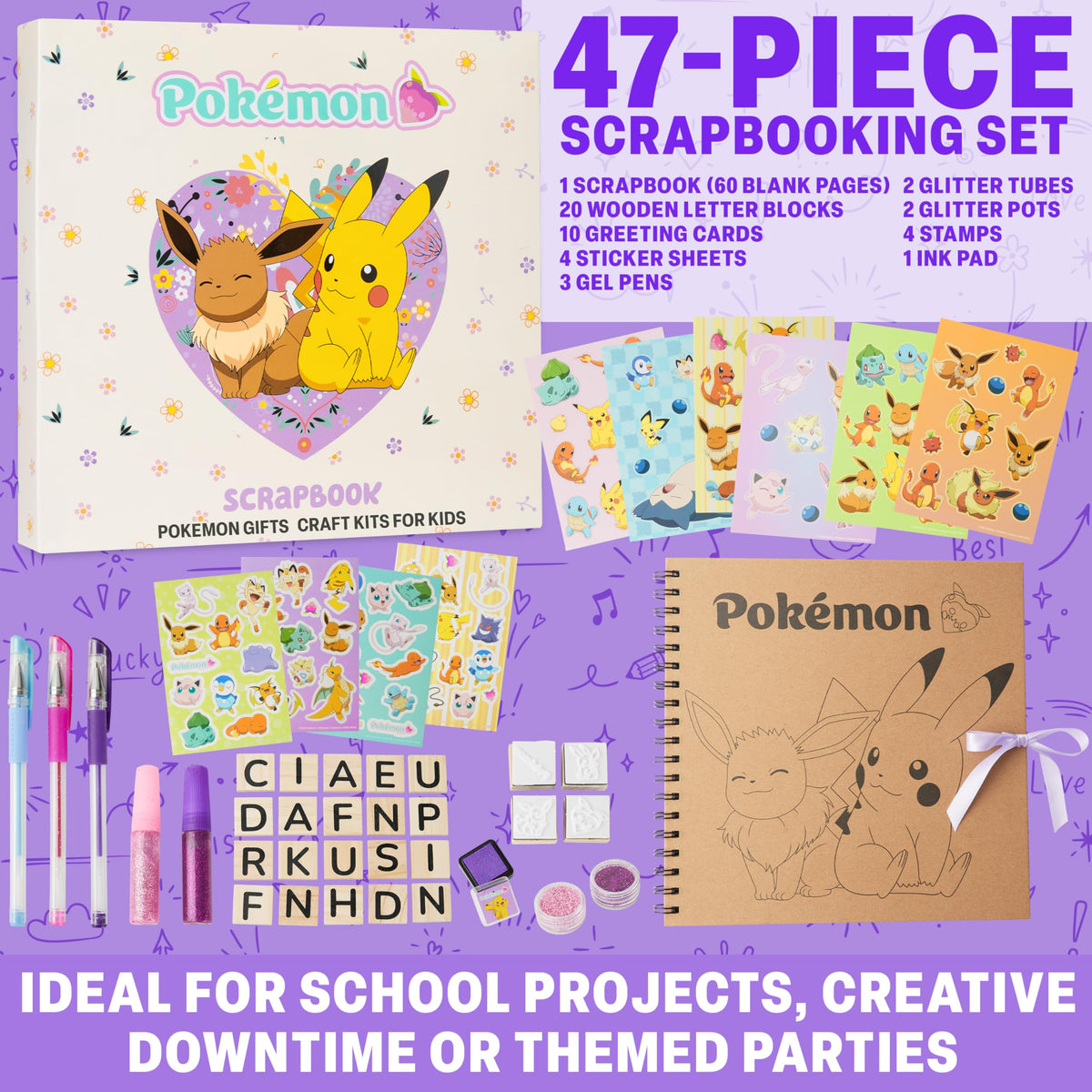 Pokémon Scrapbook Craft Kit gift box ideal for birthdays and holidays
