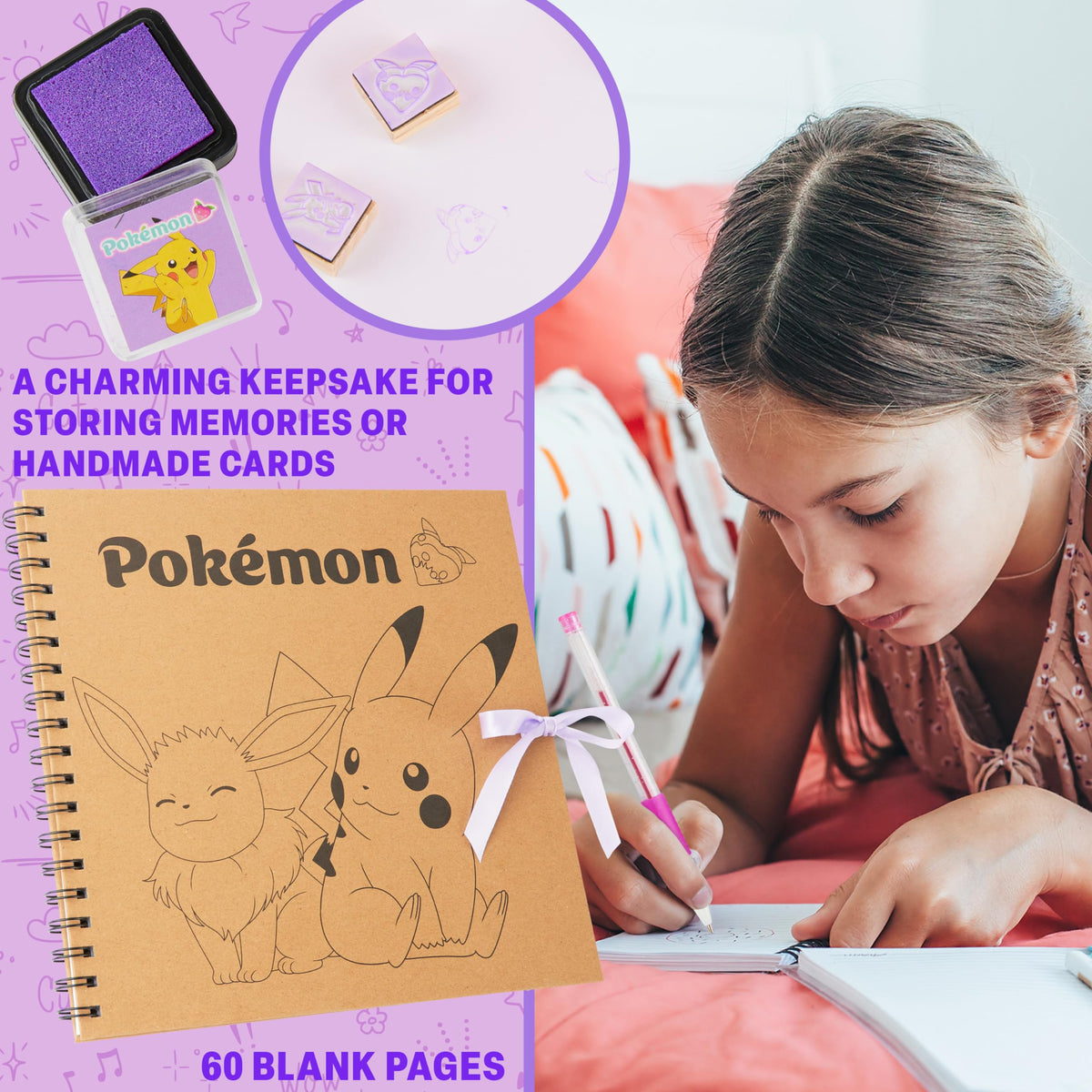 Pokémon Scrapbook Craft Kit sticker sheets for playful decorations and crafts
