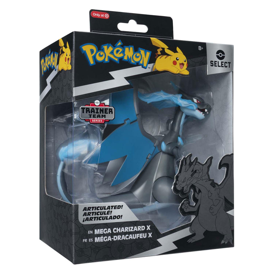 Pokémon Select Mega Charizard X front view shows detailed sculpt and dynamic poses