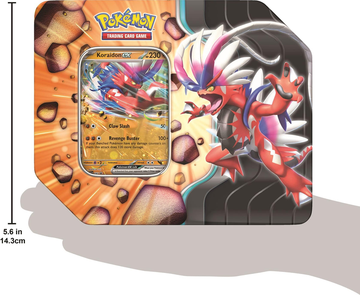 Pokémon Slashing Legends Tin promo card reveal featuring Zacian ex or Koraidon ex