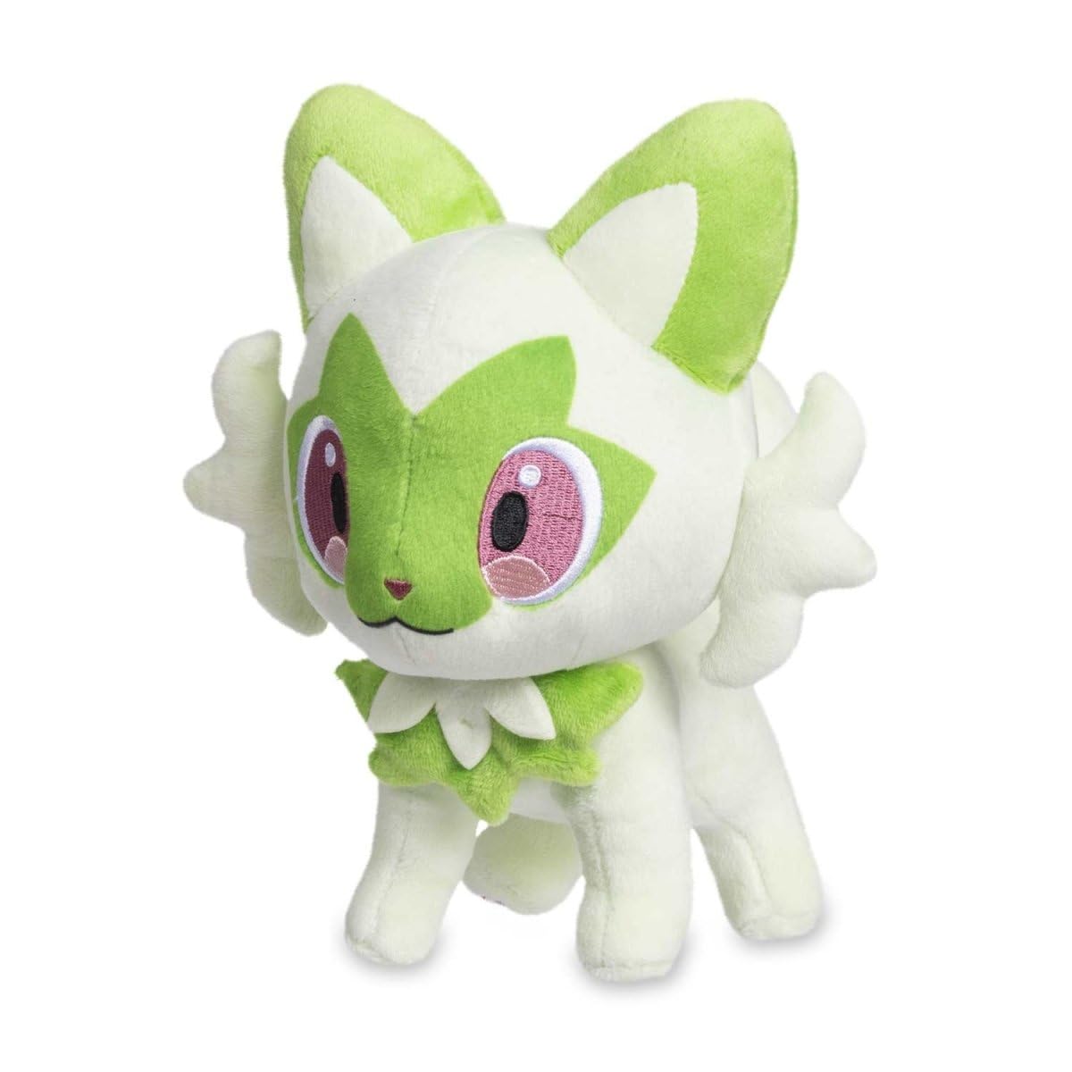 Pokémon Sprigatito plush in standing pose with soft fabric for cozy display.