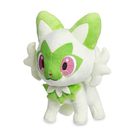 Pokémon Sprigatito plush in standing pose with soft fabric for cozy display.