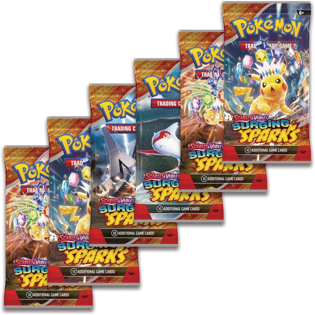 Pokémon Surging Sparks booster pack packaging—great gift option