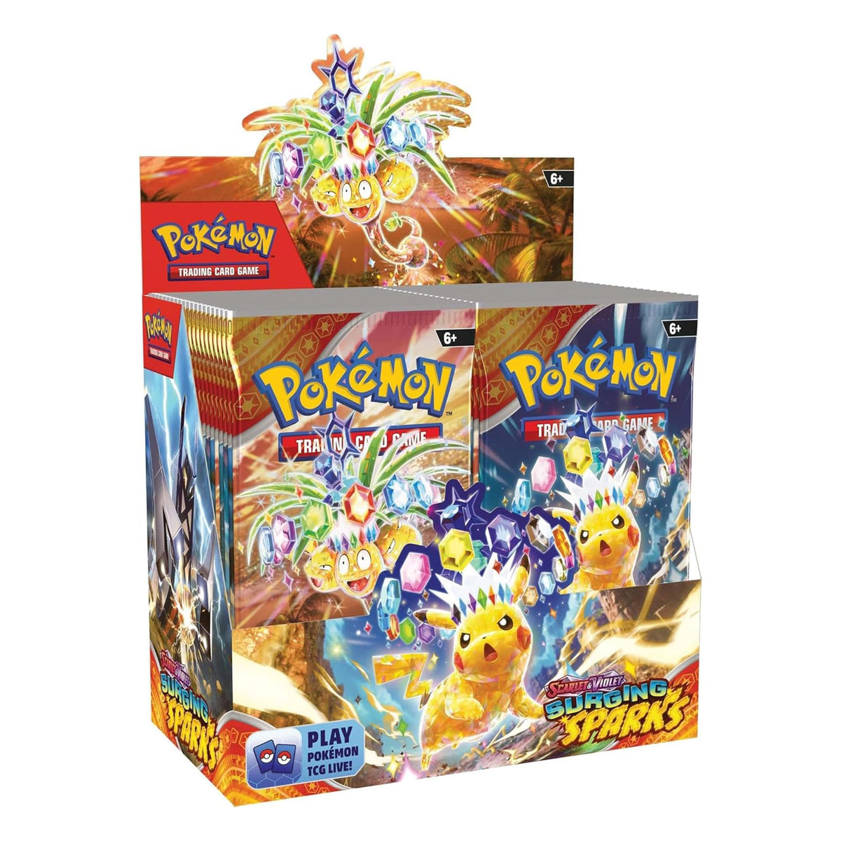 Pokémon Surging Sparks dynamic art captures vibrant energy on display