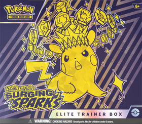 Pokémon Surging Sparks ETB booster packs ready for battles and new pulls