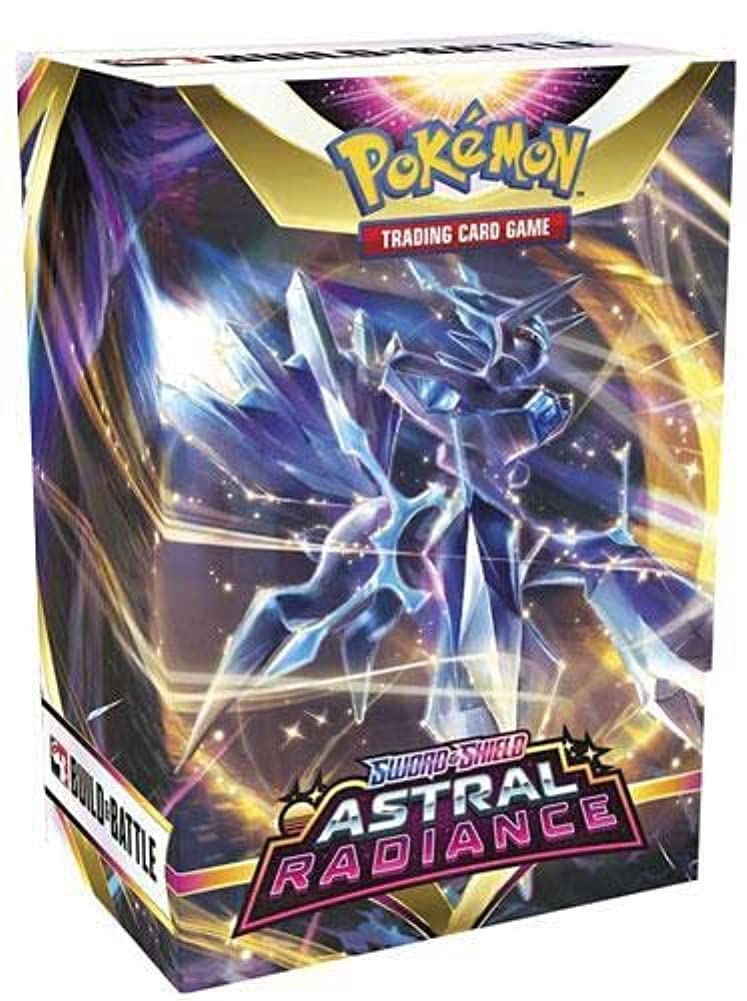 Pokémon Sword & Shield Astral Radiance booster box with four packs for deck expansion.