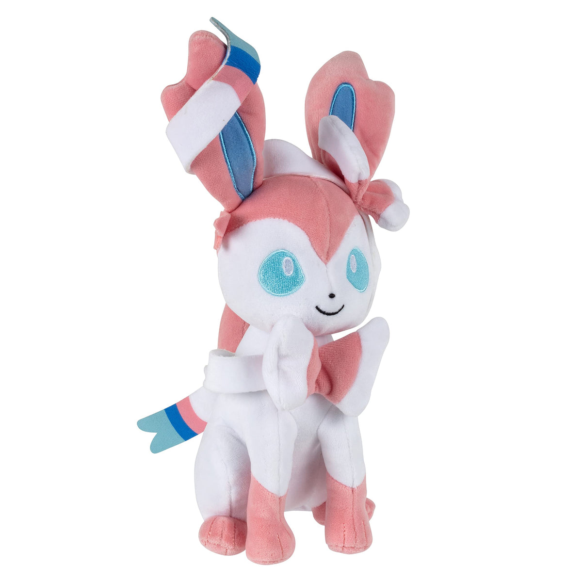 Pokémon Sylveon plush 8-inch close-up fabric texture, premium feel.