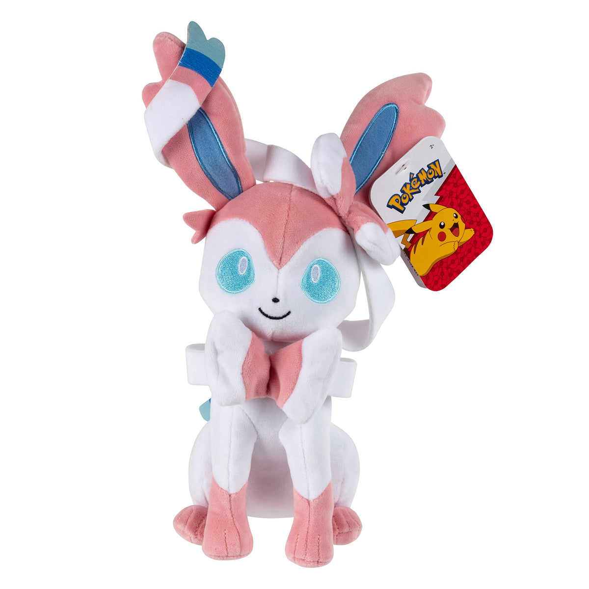 Pokémon Sylveon plush 8-inch front view, ideal cuddle companion.