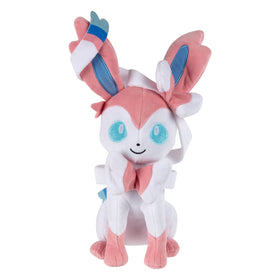 Pokémon Sylveon plush 8-inch side view, soft toy for play.