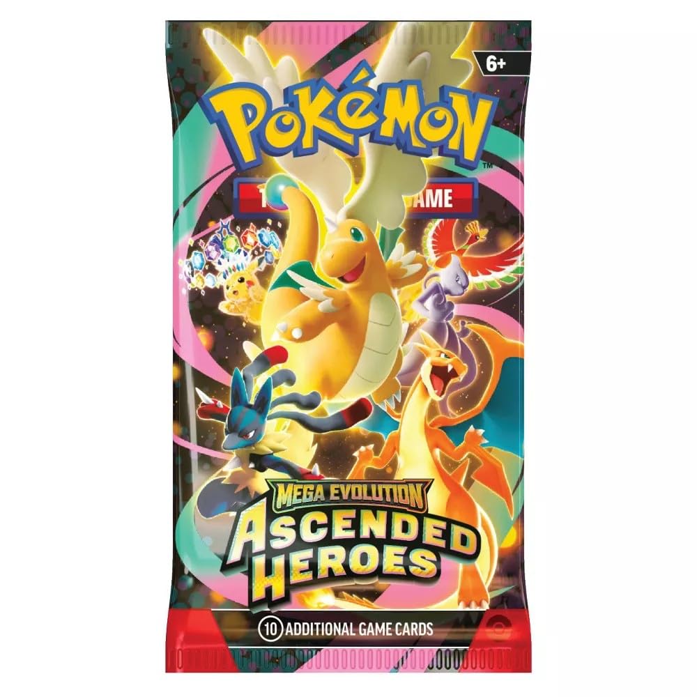 Pokémon TCG Mega Evolution Ascended Heroes 10-card pack with Mega Dragonite artwork for collectors.