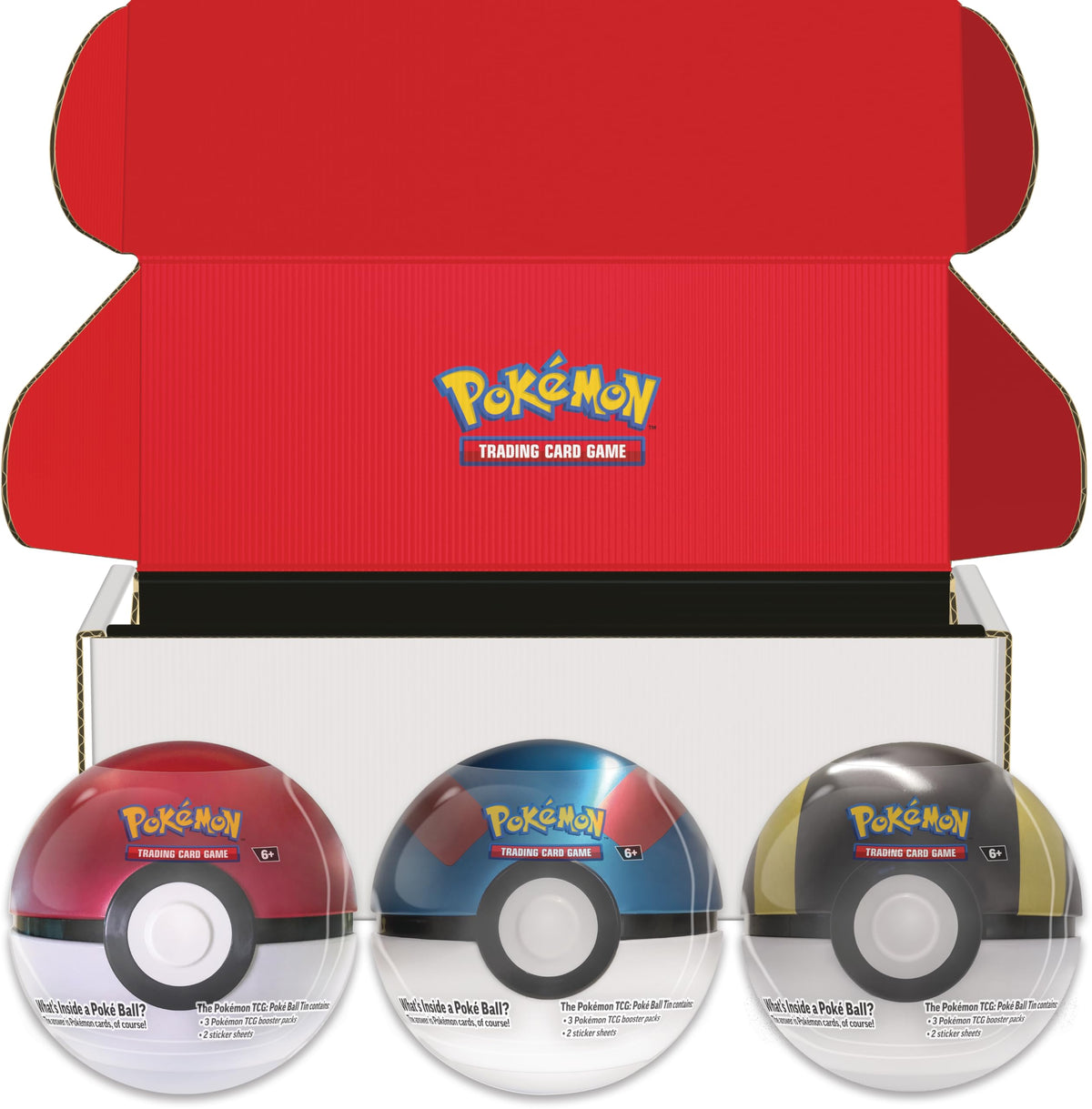 Pokémon TCG Poké Ball Tin 3-Pack 2024 with boosters and stickers for collectors