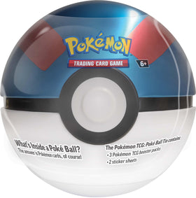 Pokémon TCG Q4 Poke Ball Tin front view, ideal for gifting and travel-friendly play.